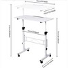 Standing Desk Height Adjustable 78-109cm with 4 Castors | Mobile Computer Desk & Overbed Table (65×48cm) | Ideal for Office,Living Room,Bedroom-White - 3 of 4