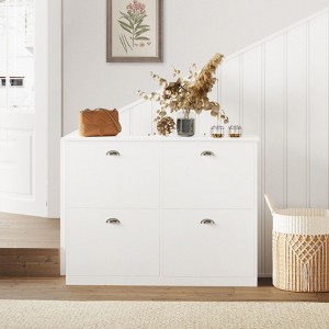 Okak Shoe Cabinet, Narrow Shoe Rack with 4 Drawers and Metal Handle, Shoe Storage for Entryway, Foyer, Hallway, Bedroom - 1 of 4