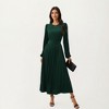 Anna-Kaci Women's Long Sleeve Pleated Maxi Dress with Belted Waist and Round Neckline - 2 of 4