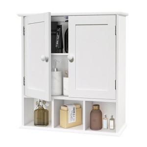 Aoibox Bathroom Wall Cabinet with 2 Doors Adjustable Shelves White Over Toilet Storage Wall Mounted for Bathroom Laundry Kitchen - 1 of 4