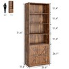 ODK Farmhouse Bookcase with Doors 11.8in Depth Display Storage Shelves 71.4in Tall Industrial Bookshelf Wooden 6 Shelf Bookshelves for Home Office - 2 of 4