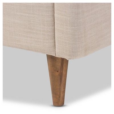 Hannah Beige Queen Linen Upholstered Platform Bed with Tufted Headboard