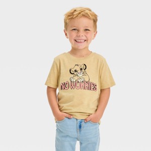 Toddler Boys' Disney Simba No Worries Short Sleeve Graphic T-Shirt - Tan - 1 of 3