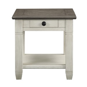 Anybear Rosy Brown and Antique White Finish 1pc End Table with Drawer - 1 of 3