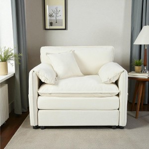 Mshliw Oversized 41.7″ Chenille Armchair, Modular Deep Seat Sofa Chair with Toss Pillow, Modern Upholstered Sectional Single Chair for Apartment - 1 of 4