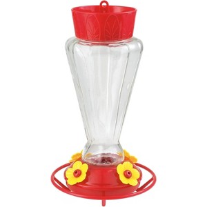 More Birds Royal Glass Hummingbird Feeder -  Red/Clear (28 Ounce) - 1 of 3