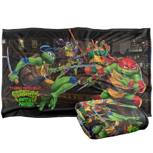 Kids' Teenage Mutant Ninja Turtles: Mutant Mayhem Nightly Rooftop Escapade Silky Touch Blanket White 36X58 - 1 of 4