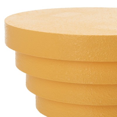 Ali Yellow Fluted Round Wood Accent Table