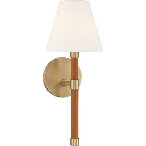 Possini Euro Design Possini Euro Aniline 17 1/2"H Soft Gold and Faux Leather Wall Sconce - 1 of 4