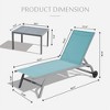 GlasFlength Patio Lounge Chair, Set of Three with Adjustable Backrest and Small Side Table for Poolside Patio, Blue, 60.51" * 23.86" * 40.16" - 3 of 4