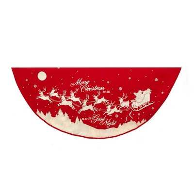 Kurt Adler 48" Reindeer and Santa Printed Treeskirt