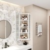 Bathroom Storage Corner Vanity Cabinet, Ribbed Glass Door 4 Internal Storage Racks, Space-saving Storage Rack For Kitchen, Living Room - 3 of 4