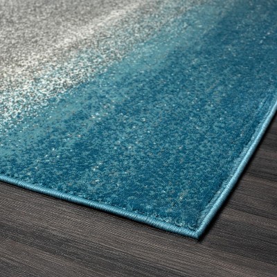 Coastal Blue and Gray Abstract 5' x 7' Synthetic Area Rug