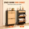 VEVOR Rattan Shoe Cabinet, with 2 Flip Rattan Drawers & 1 Slide Drawer, Metal Legs, Slim Shoe Entryway Cabinet for Entryway, Closet, Hallway, Black - 3 of 4