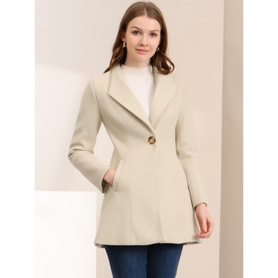 INSPIRE CHIC Women's Winter Notch Lapel Collar Buttoned Business Mid-Long Trench Coats Small Beige — фото 3