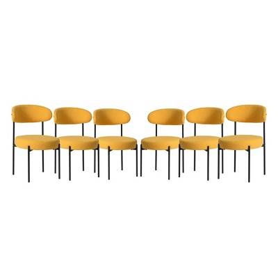 WestinTrends Alexandria Mid-Century Modern Upholstered Faux Shearling Round Dining Chairs