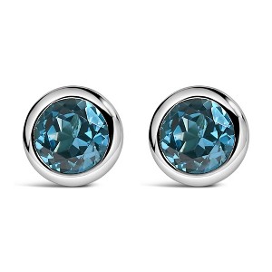 Haus of Brilliance Silver 6MM Bezel Set Created Gemstone Solitaire Stud Earrings - 1 of 4