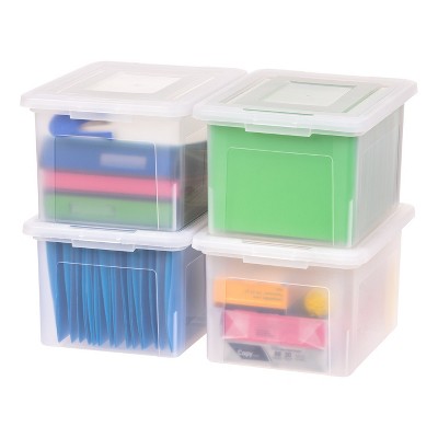 IRIS File N Stack Plastic Storage Containers With Snap Lids, Case