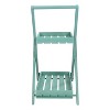 Sunnydaze 2-Tier Fir Wheeled Planter Stand - 34” H - Robin Egg Blue - 2 of 4