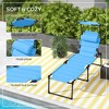 Gulches Outdoor Lounge Chair, Adjustable Backrest Folding Chaise Lounge w/Sunshade Roof & Pillow Headrest for Beach, Camping, Hiking, Light Blue - 4 of 4
