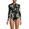 Lands' End Women's Chlorine Resistant Zip Front Long Sleeve Tugless Sporty One Piece Swimsuit - 4 of 4