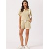 cheibear Women's Casual Shorts Sleeves Lounge Tops with Shorts Pajama Sets - 2 of 4