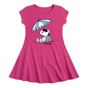 Girls' - Peanuts - Chill Beach Vibes Fit & Flair Cap Sleeve Dress - 1 of 4