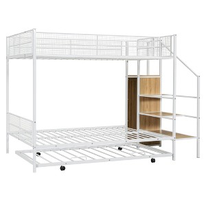 NicBex Twin Over Full Bunk Bed with Guardrail and Trundle,Metal Twin Loft Bed with Lateral Storage Ladder and Wardrobe,Bunk Beds for Bedroom - 1 of 4