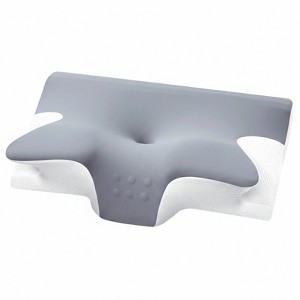 Itopfox Ergonomic Memory Foam Cervical Neck Pillow for Pain Relief, Contour Support for Back, Side, Stomach Sleepers, Odorless, Grey and White - 1 of 4