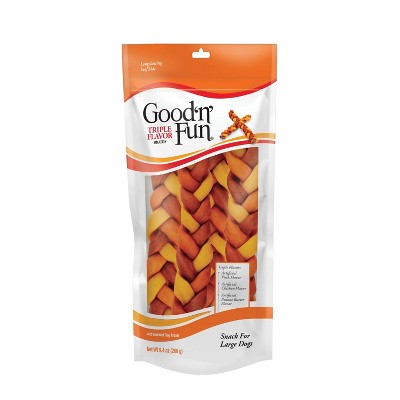 Good 'n' Fun Triple Flavor Braids Dental Chews Dog Treats - 4ct