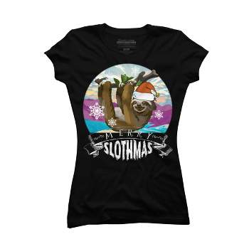 Junior's Design By Humans Merry Slothmas - Funny Christmas Pajama for Sloth LoversÂ By TELO213 T-Shirt