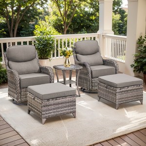 Gymojoy Outdoor Patio Swivel Chairs Glider Chair Set with 6" Thick Cushions Glider Chairs and Ottoman for Garden - 1 of 4