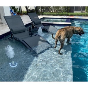 PURPLE LEAF Patio Chaise Lounge Set of 3 Outdoor Lounge Chair Beach Pool Sunbathing Lawn Lounger Recliner Chiar, Side Table Included - 1 of 4