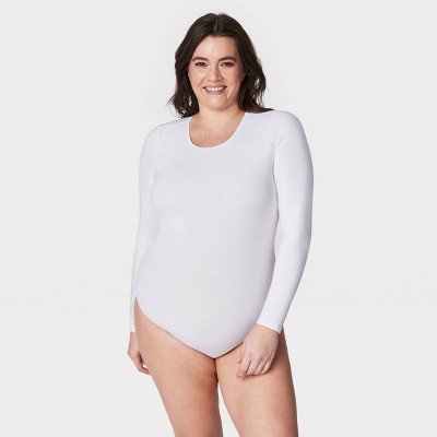 Assets By Spanx Women's Long Sleeve Thong Bodysuit - White 3x : Target