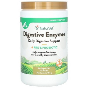 NaturVet Digestive Enzymes, Daily Digestive Support + Pre & Probiotic Powder, For Dogs & Cats, 1 lb (454 g) - 1 of 3