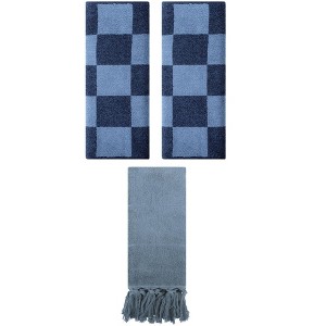 REGALWOVEN 3 Packs Checkered and Tassels Absorbent Soft Cotton Bathroom Hand Towel - 1 of 4