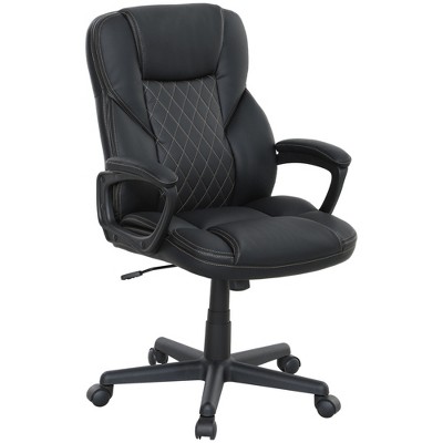 HOMCOM High Back Executive Office Chair, PU Leather Computer Desk Chair with Adjustable Height, Padded Armrests and Swivel Wheels