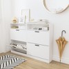 GlasFlength Decorative Storage Cabinets Farmhouse Modern Style，Ample Storage, Sturdy Build，Natural with Spaious Compartment，White, 31.5"*9.5"*43.3" - 4 of 4
