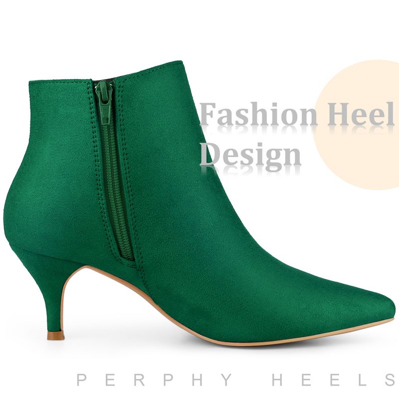 Perphy Women's Elegant Pointed Toe Side Zip Stiletto Heels Ankle Booties, 4 of 6