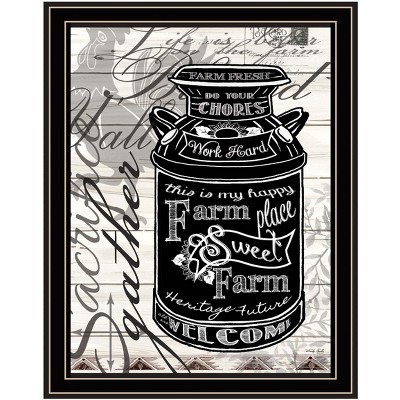 HomeRoots FARM SWEET FARM MILK CAN Black Framed Print Wall Art