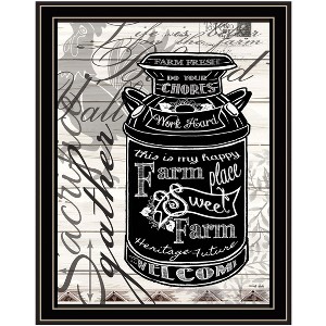 HomeRoots FARM SWEET FARM MILK CAN Black Framed Print Wall Art - 1 of 3
