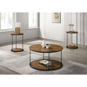 Sapphtopaz Modern Coffee Table with 2 End Tables Living Room Table Set Durable Center Table for Living Room,3pcs - 1 of 4