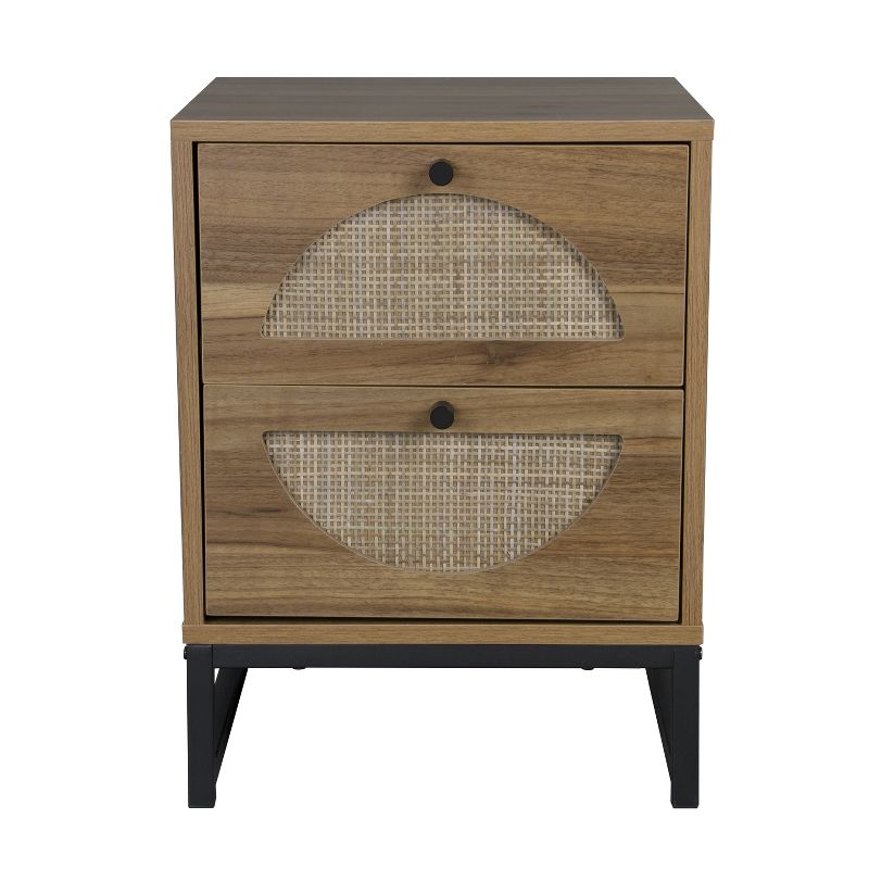 Arina Natural rattan 20.87'' H x 15.75'' W x 15.75'' D Queen Size 2 Drawer Nightstand With Storage-The Pop Home, 2 of 8