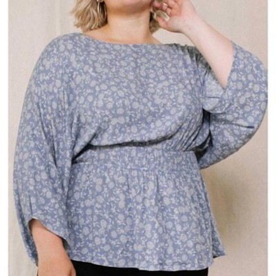 Women's Floral Print Baby Doll Top - Plus - Oddi