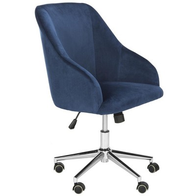Adrienne Navy Velvet Chrome Leg Swivel Office Chair