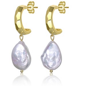 Guili Sterling Silver 14K Gold Plated Dangle Earrings with an Irregular Freshwater Pearl Design Offering a Unique and Artistic Touch to Any Outfit - 1 of 2