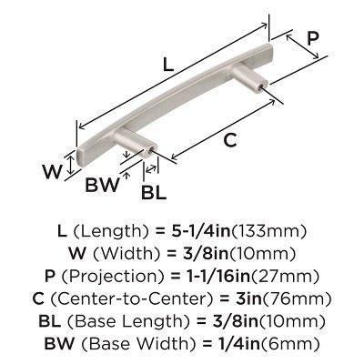 Satin Nickel 5-1/4" Modern Cabinet Bar Pull