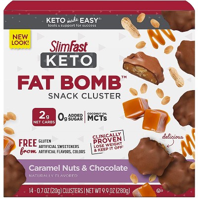 SlimFast Keto Fat Bomb Snack Cluster - Caramel Nuts & Chocolate - 14ct