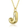 Kids' 14K gold plated necklace with white swarovski crystal initial pendant in bubble letter design - 3 of 3