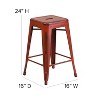 Emma and Oliver Commercial Grade 24"H Backless Distressed Metal Indoor-Outdoor Counter Stool - 4 of 4